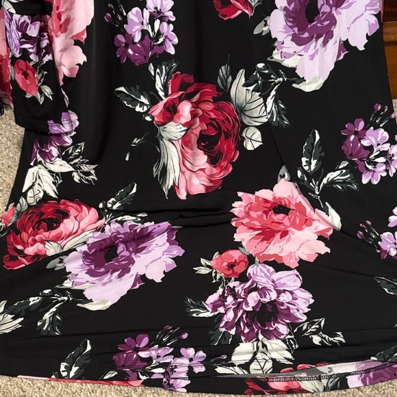 Dressbarn Black Dress with Pink and Purple Floral Design - Picture 5 of 6